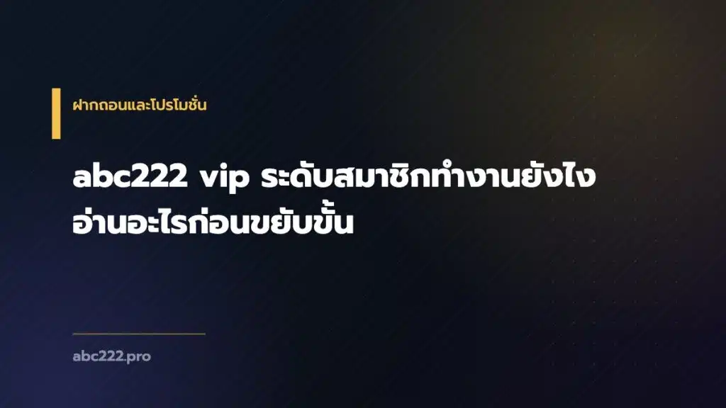 abc222 vip ระดับสมาชิกทำงานยังไง อ่านอะไรก่อนขยับขั้น